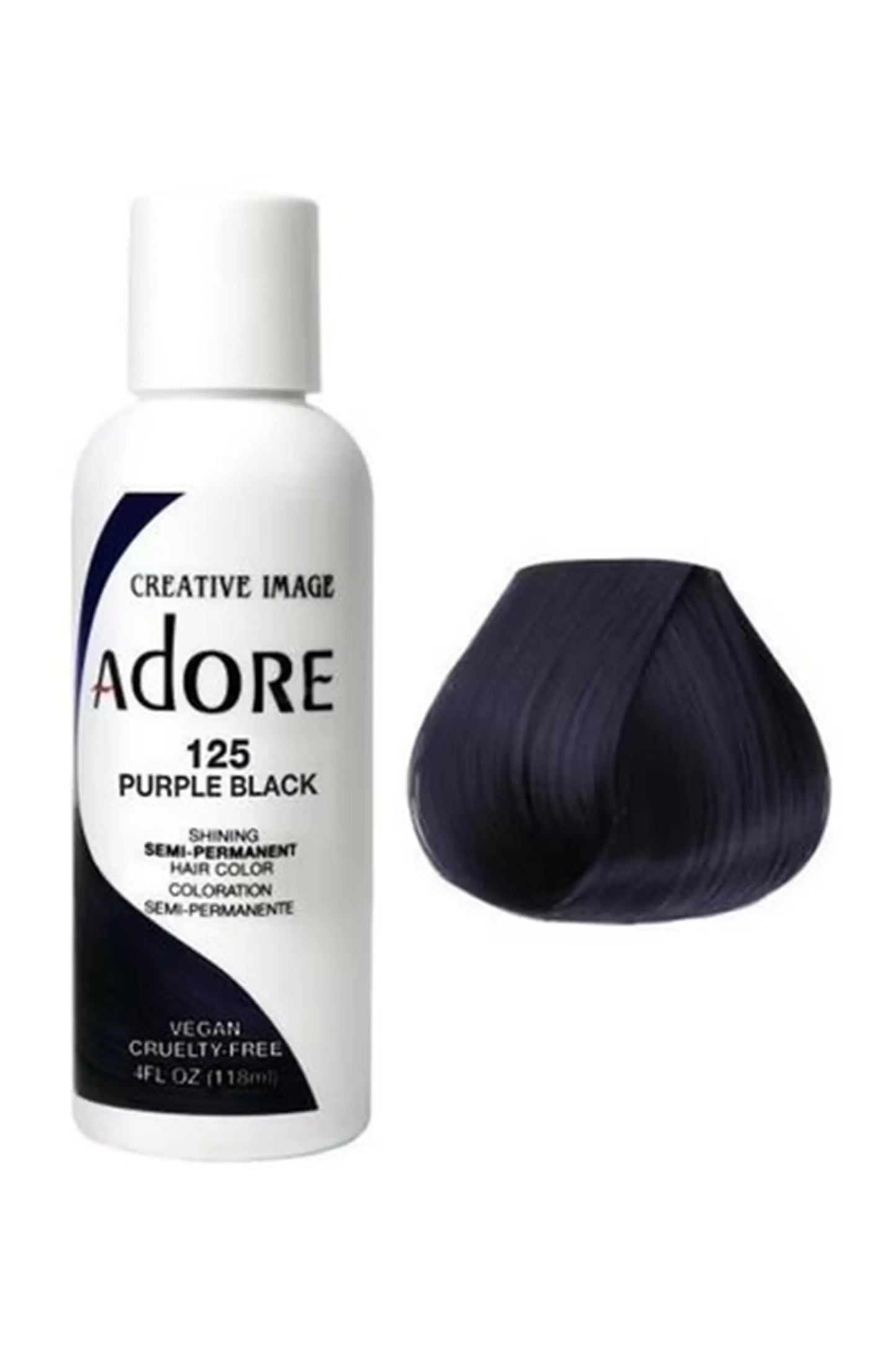 Adore Semi Permanent Hair Color 125 - Purple Black 118 Ml