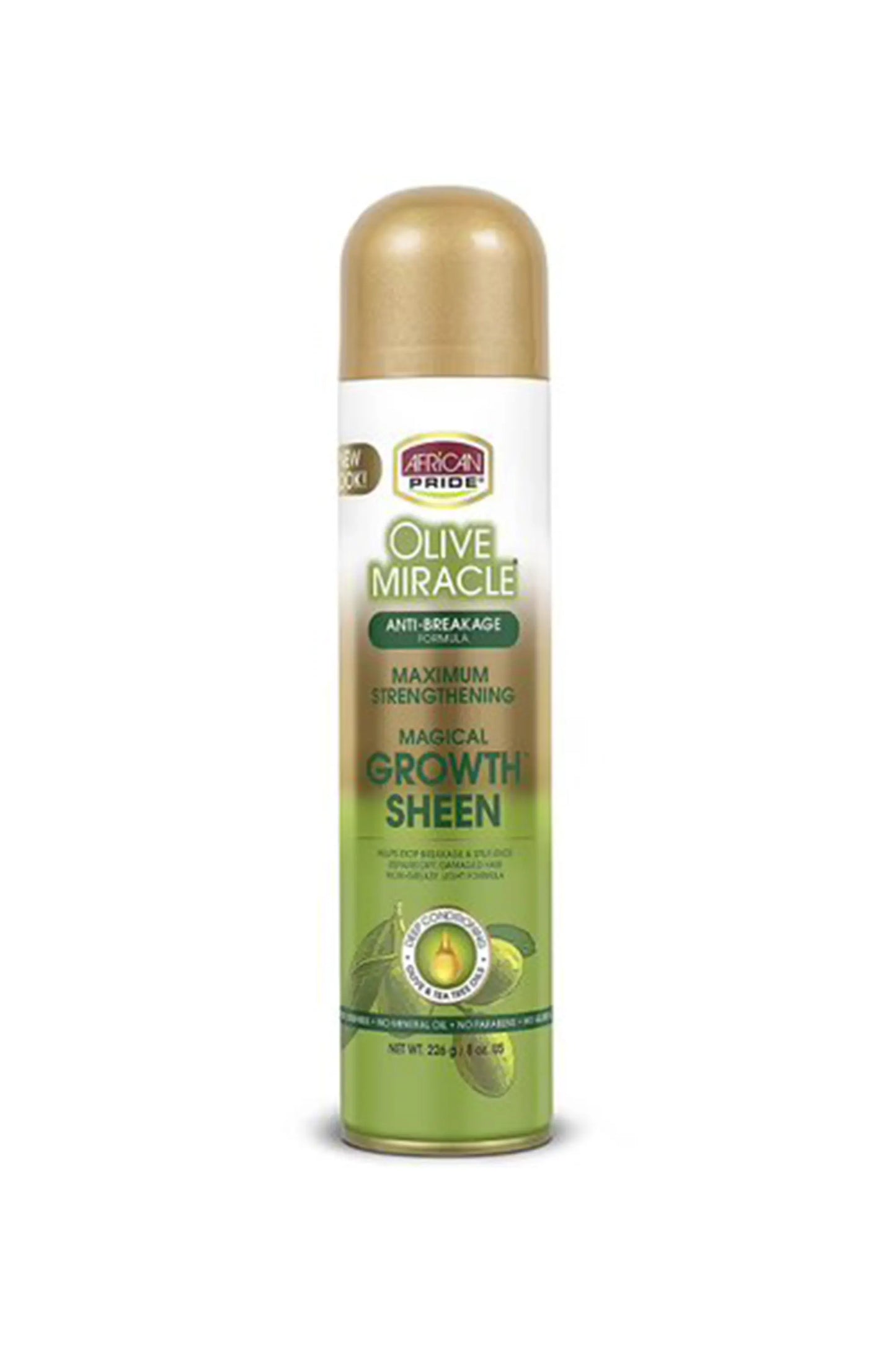 African Pride Olive Miracle Magical Growth Sheen Spray Maximum Strengthening 8 Oz