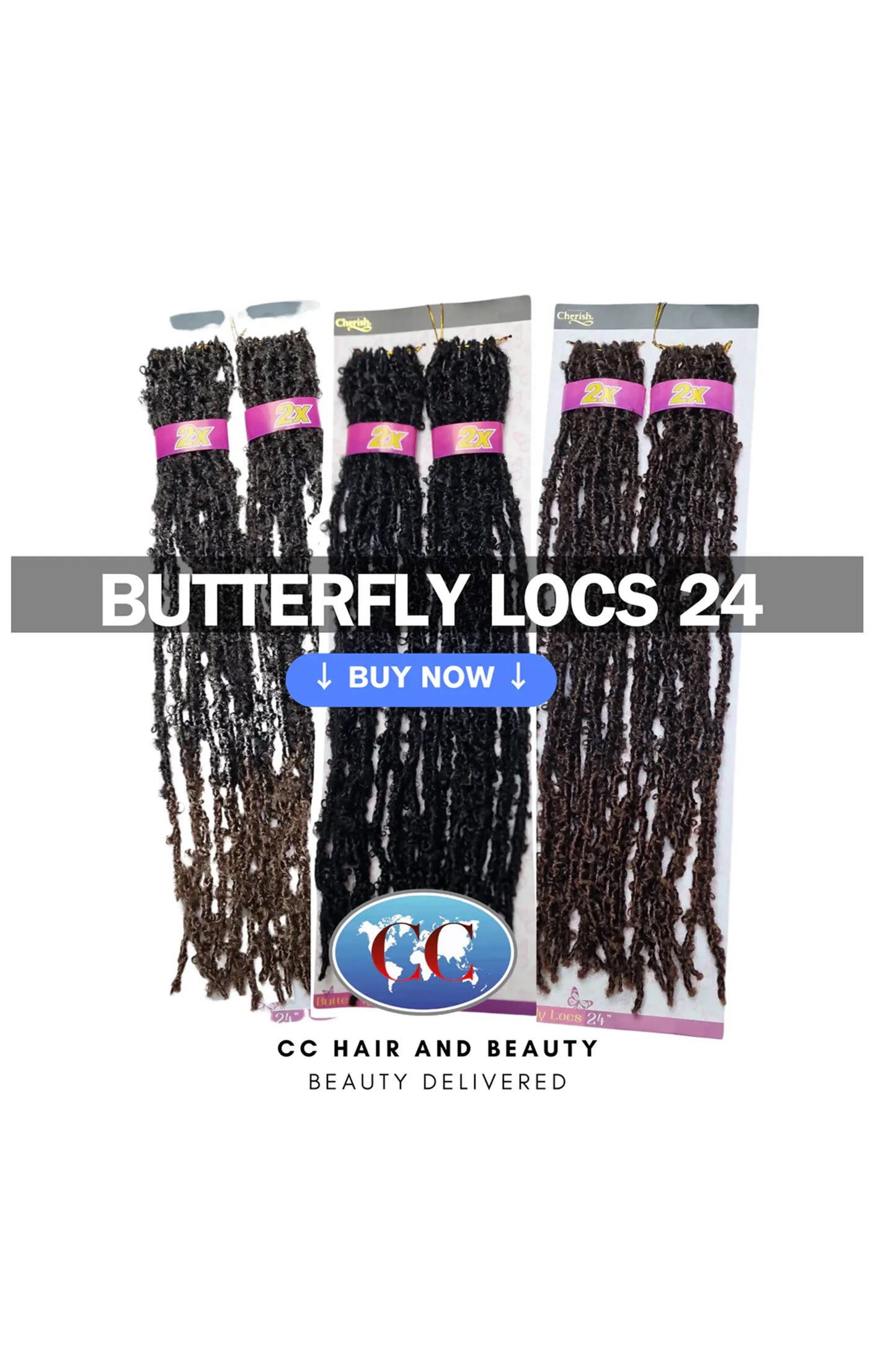 Cherish - Pre-Loop Crochet Braid 2X Value Pack Hair Extensions - Butterfly Locs 24''
