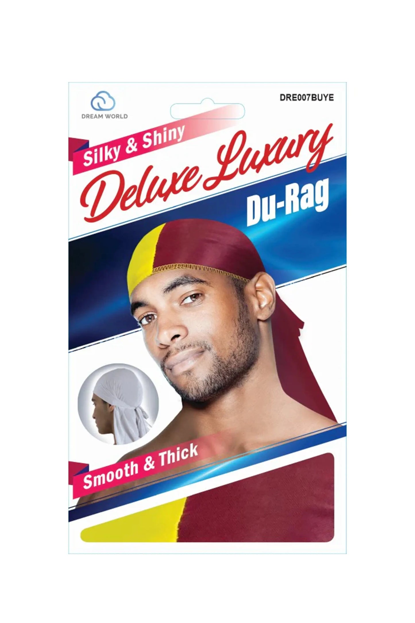 Dream World Deluxe Luxury Smooth And Shiny Du-Rag Burgundy Yellow-Dre007Buye