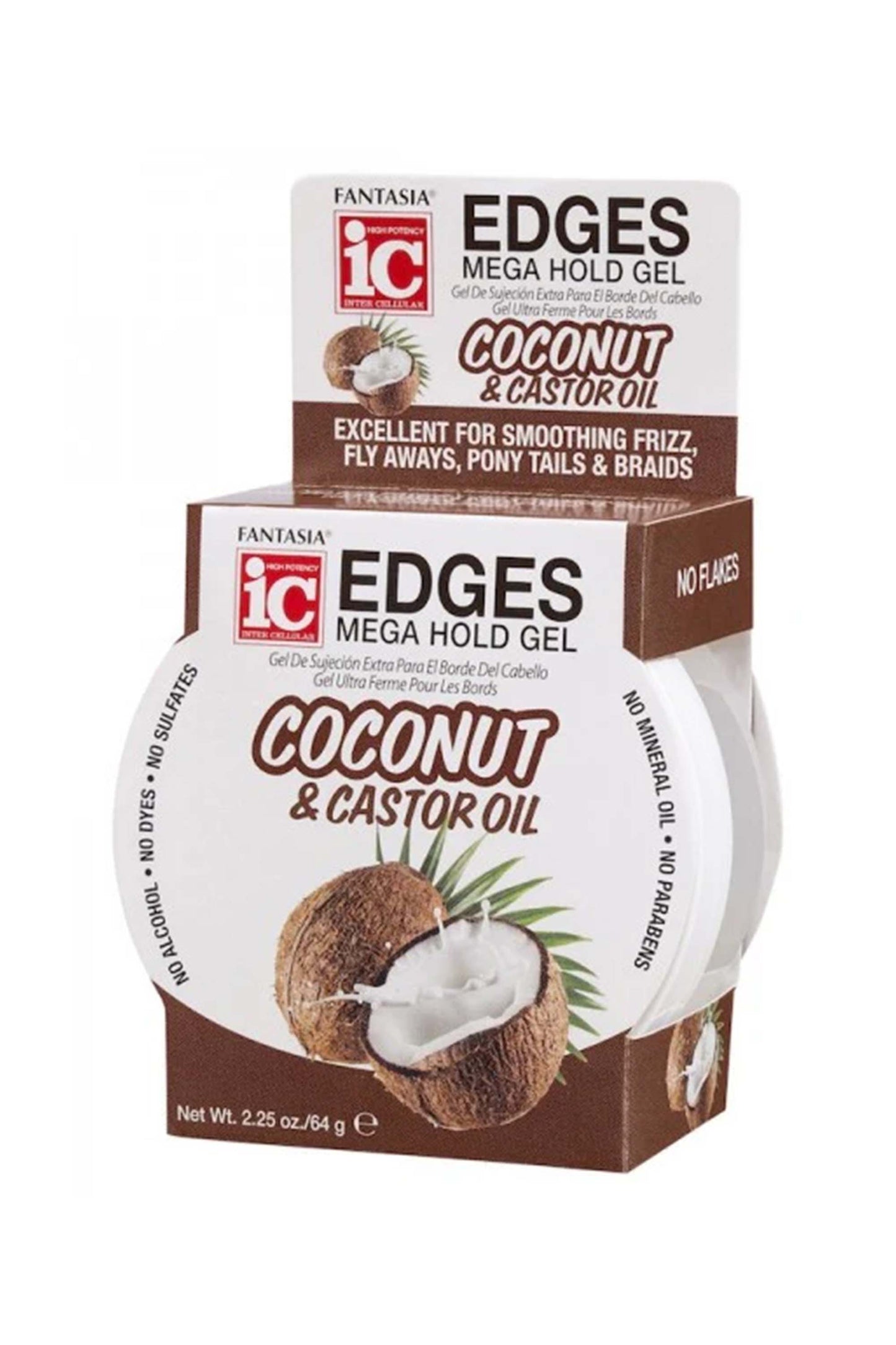 Fantasia Ic Hair Polisher Coconut & Castor Oil Edges Mega Hold Gel 2.25 Oz