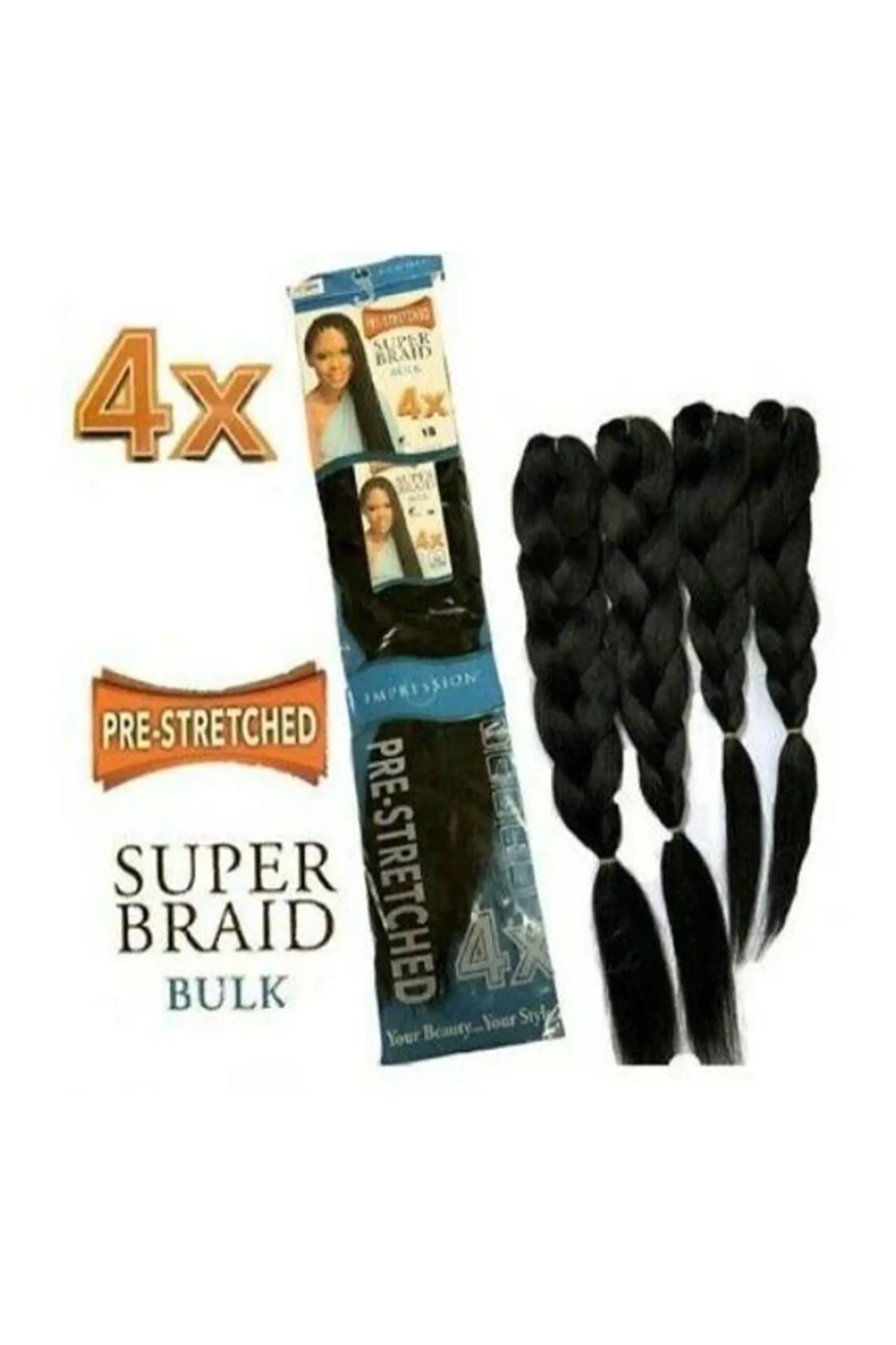 Impression Syn Pre Stretched Super Braid Bulk 4x Pack
