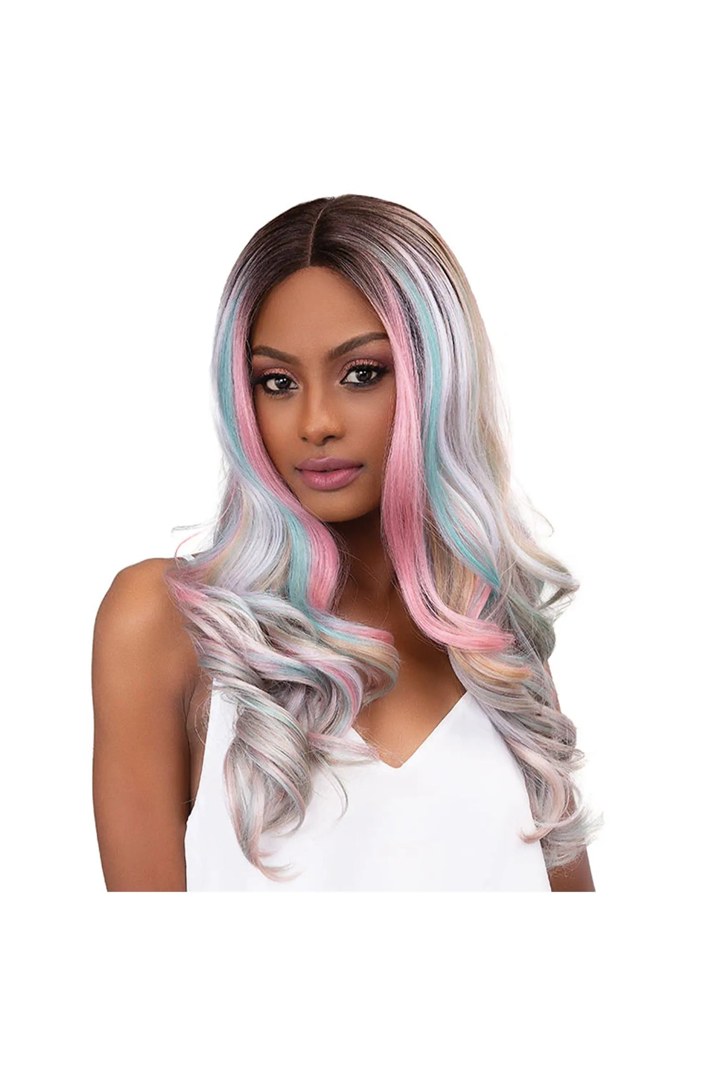 Janet Collection Human Hair Blend Color Me 6 inch Deep Center Part Lace Front Wig - LOVELY