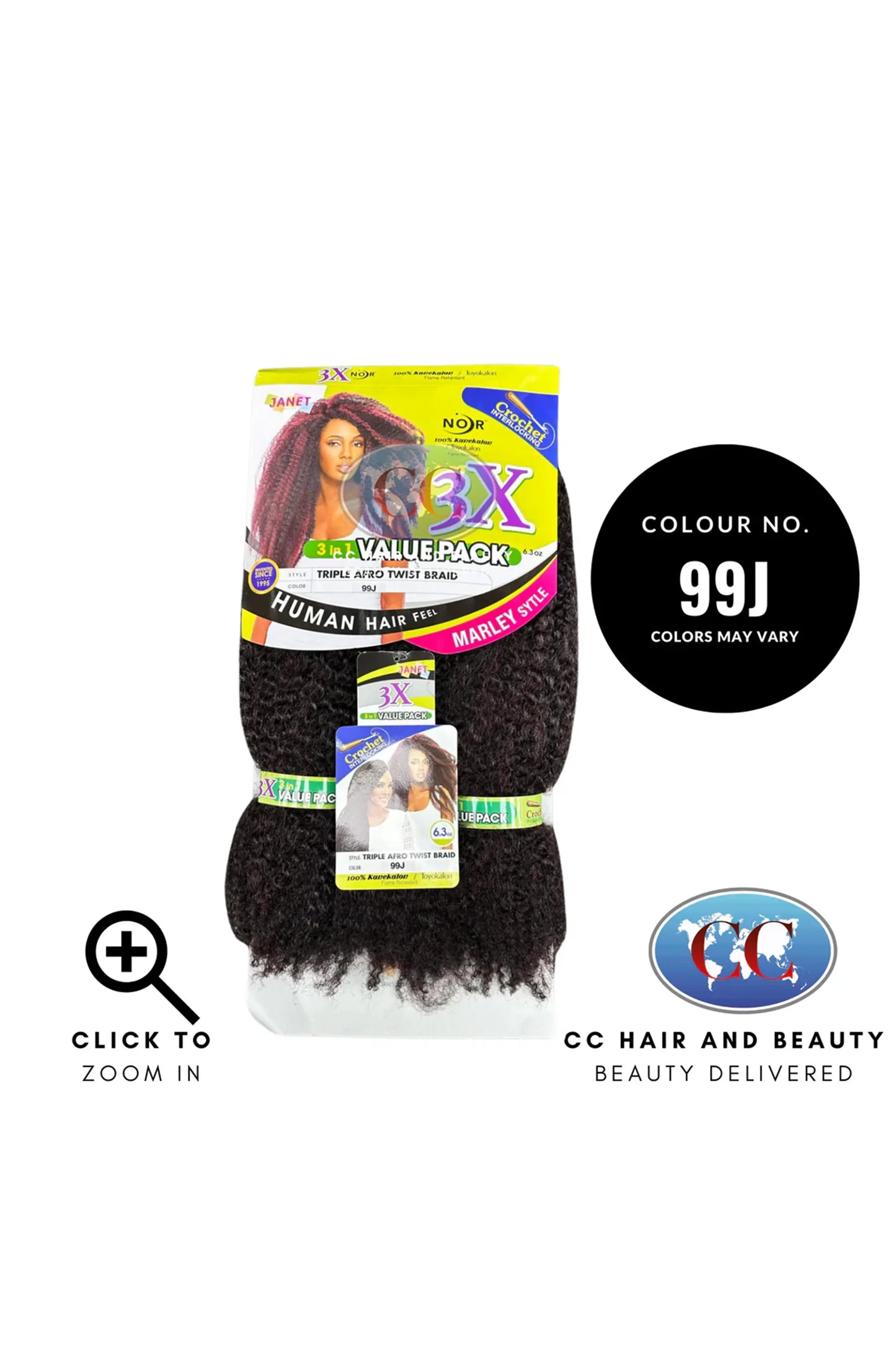 Janet Noir Triople Afro Twist Braid 3X - 3 in 1 Value Pack