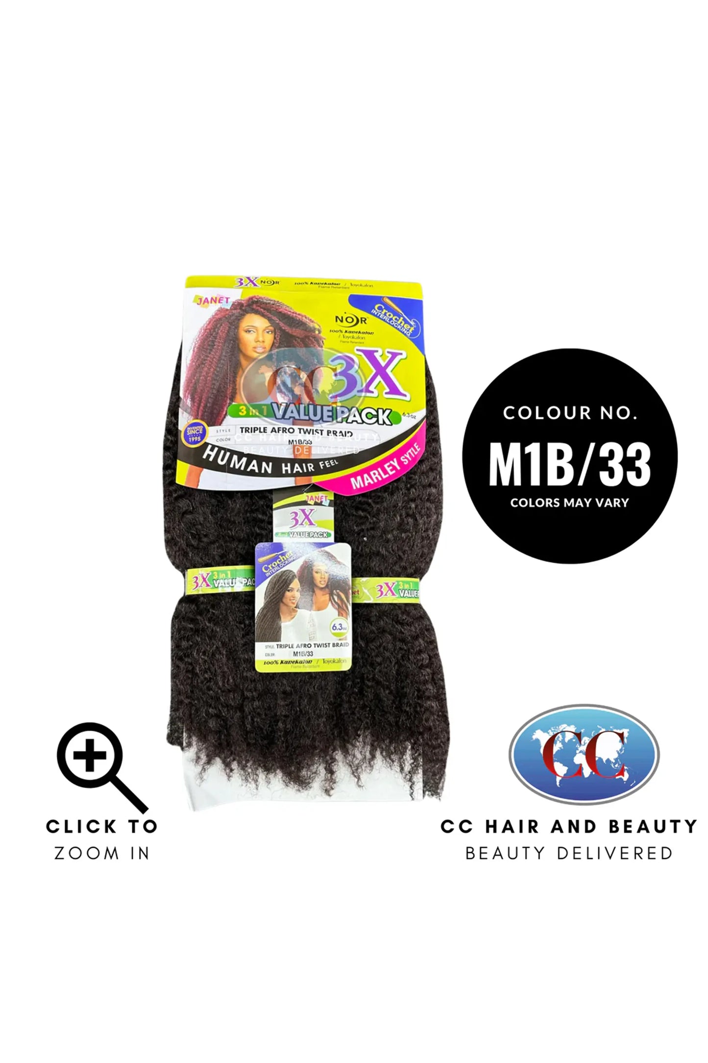 Janet Noir Triople Afro Twist Braid 3X - 3 in 1 Value Pack