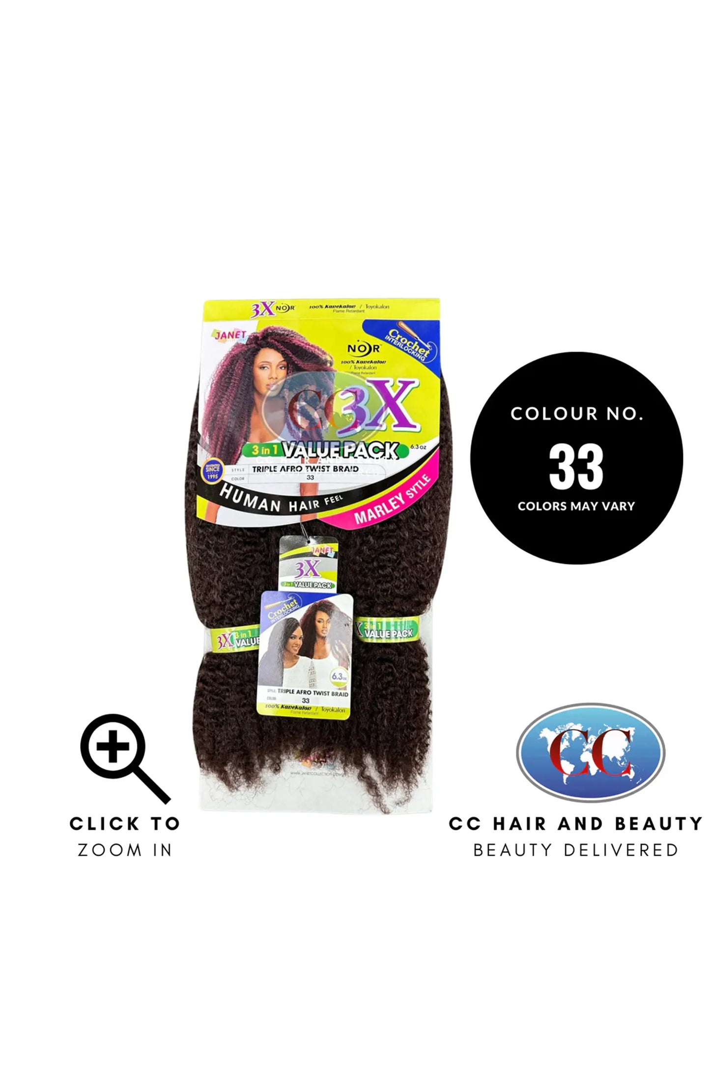 Janet Noir Triople Afro Twist Braid 3X - 3 in 1 Value Pack