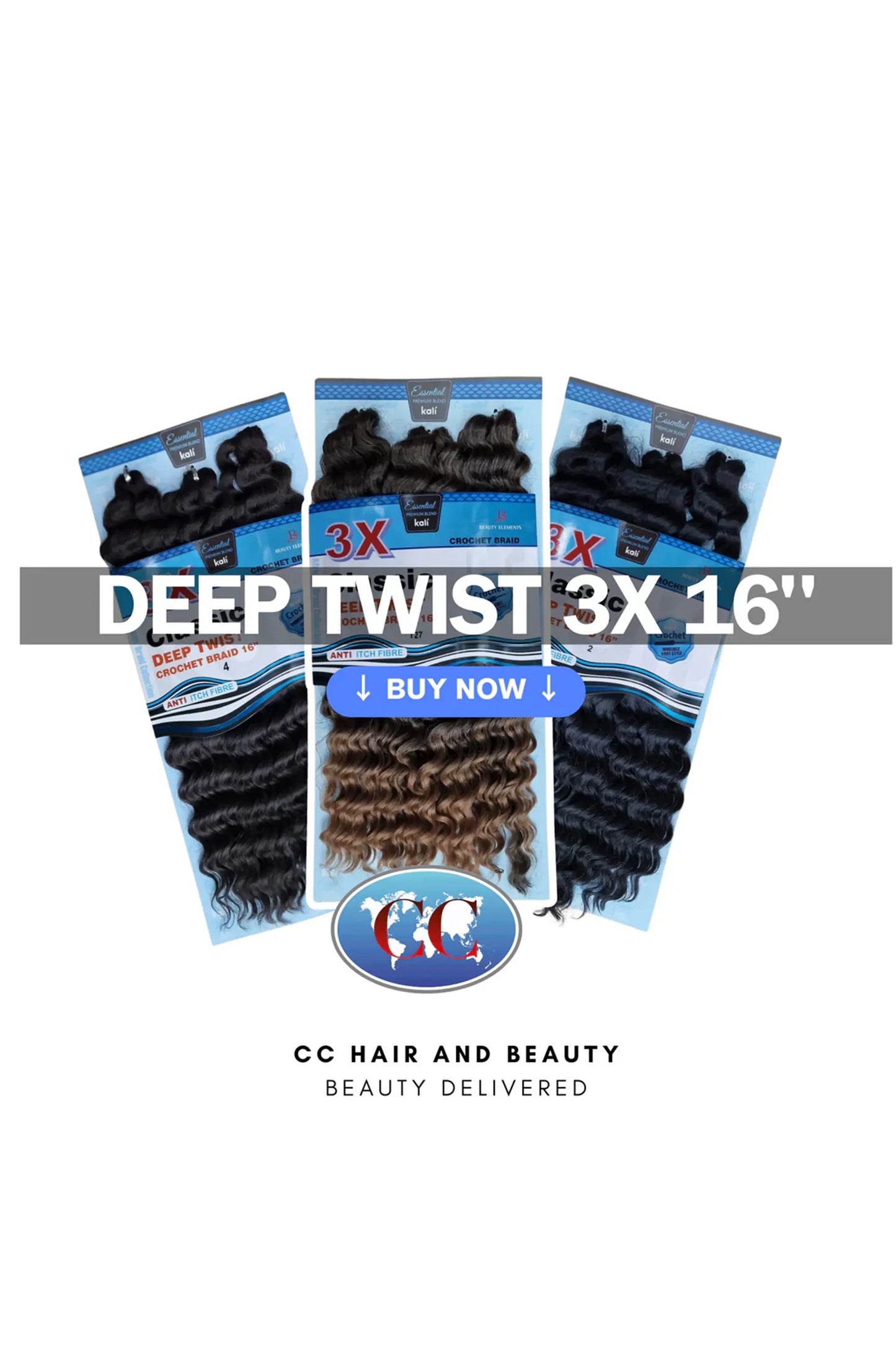 Kali Essential – 3x Deep Twist Pre-Loop Crochet Braid 16"