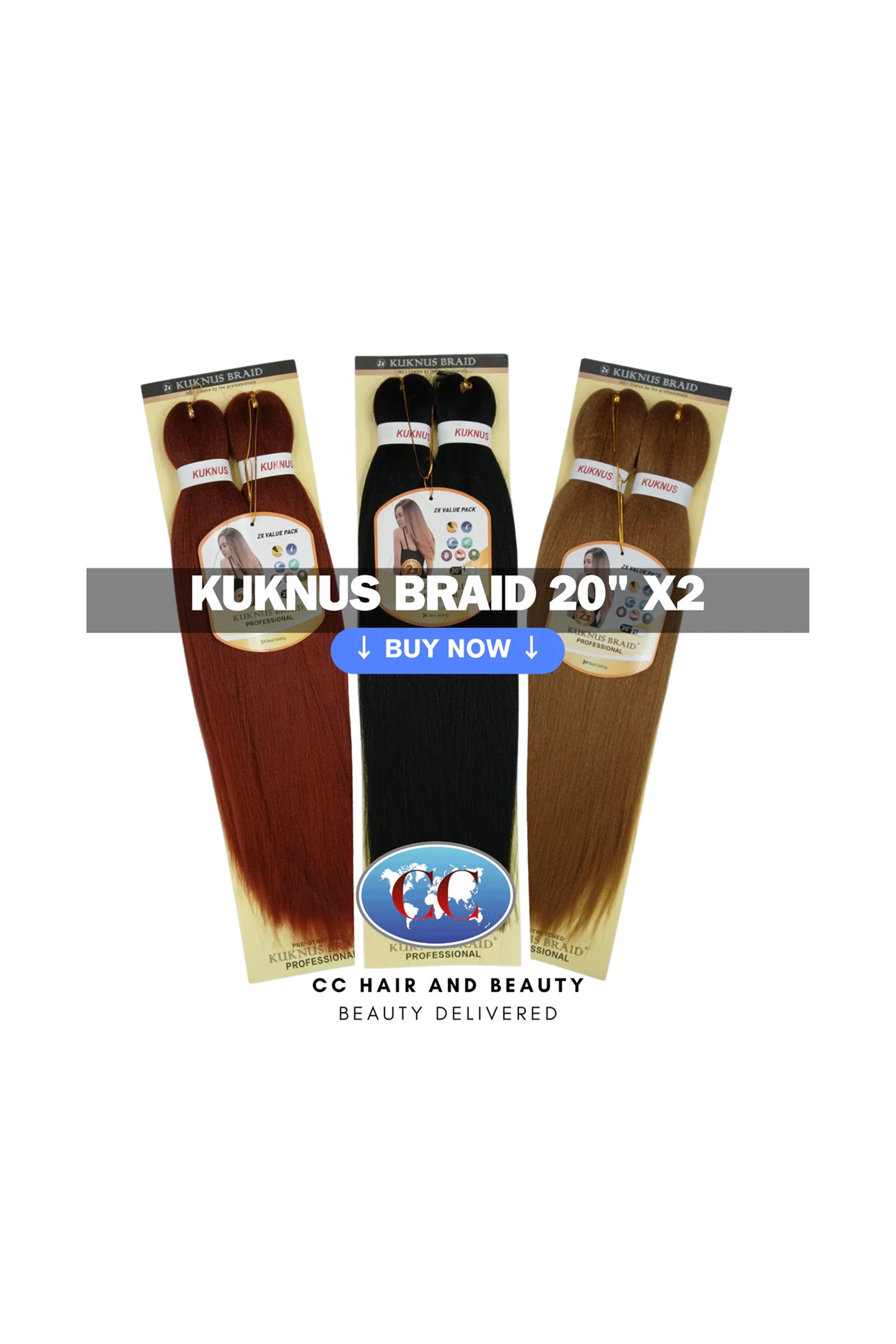Kuknus Collection 20" X 2pcs Pack Pre Stretch Braids