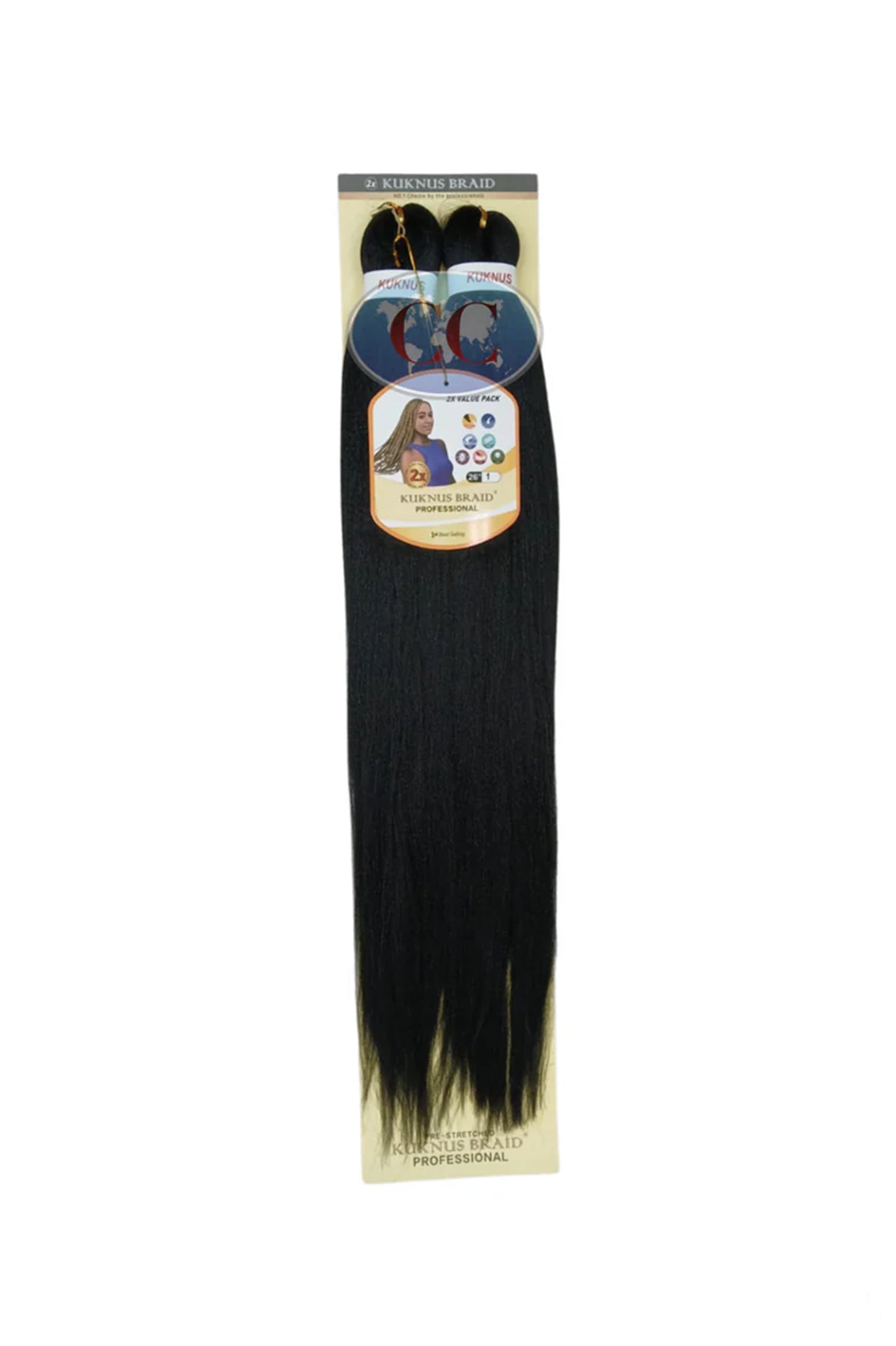 Kuknus Collection 26" X 2pcs Pack Pre Stretch Braids