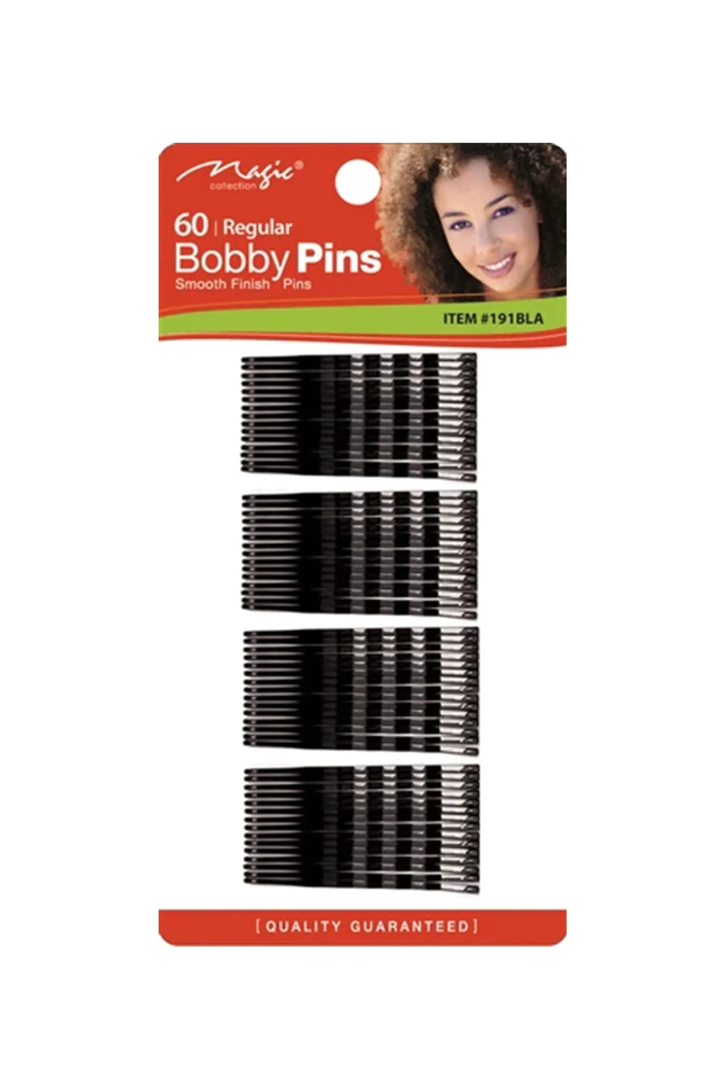 Magic Collection Bobby Pin Regular Size Black 60Pcs #191