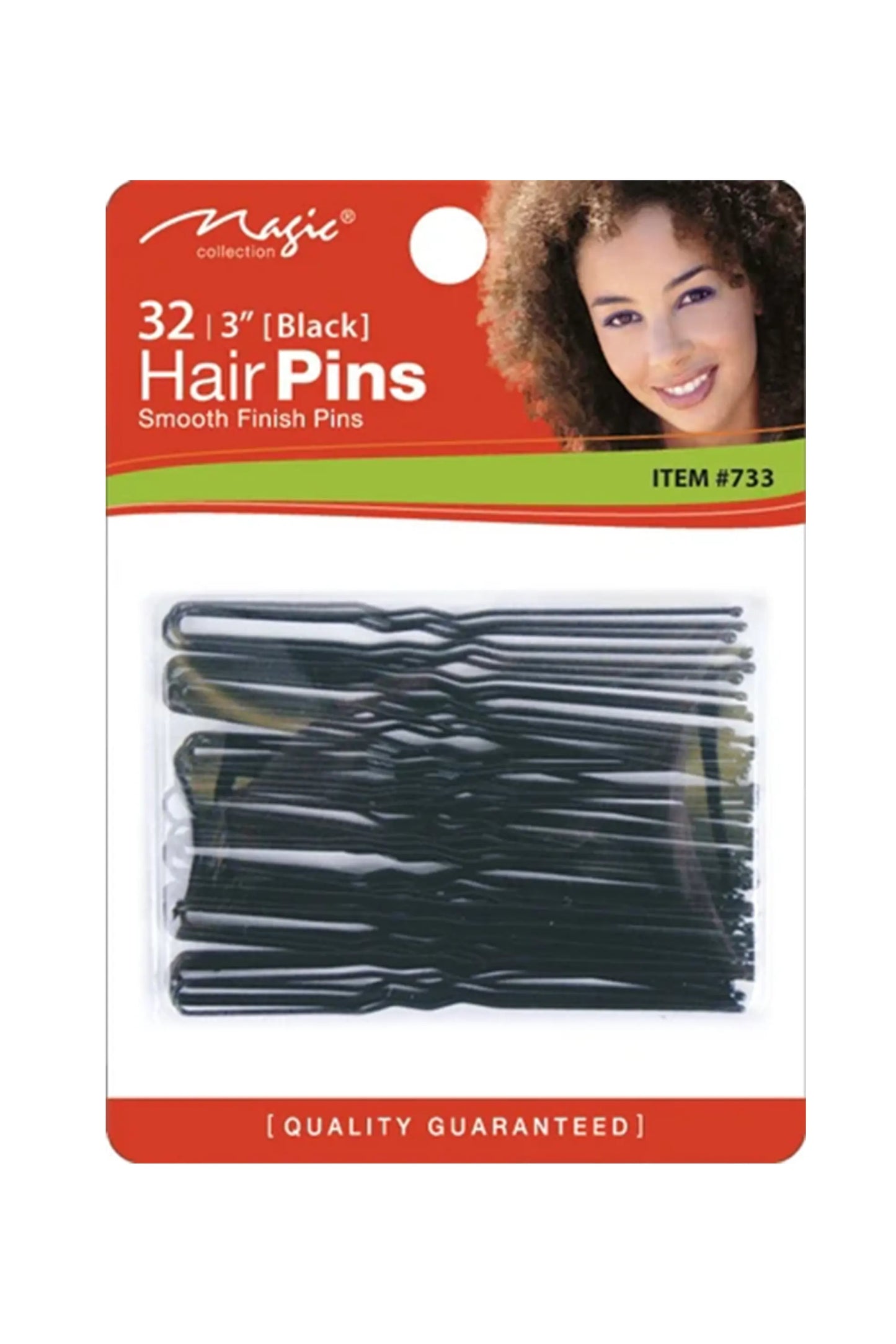 Magic Collection Hair Pin With Ball Tip 3" Black 32 Pcs #733