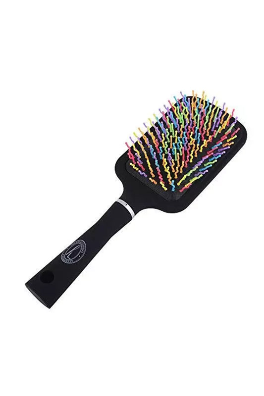 Multi-Coloured Paddle Brush - 11 Row with Wavy Bristles