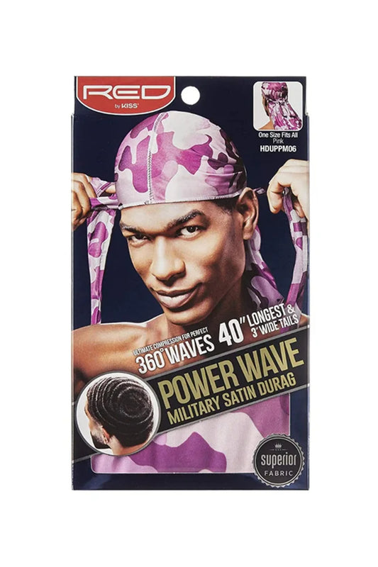 Red By Kiss Power Wave Military Satin Durag #Hduppm06 (Pink) -Oos