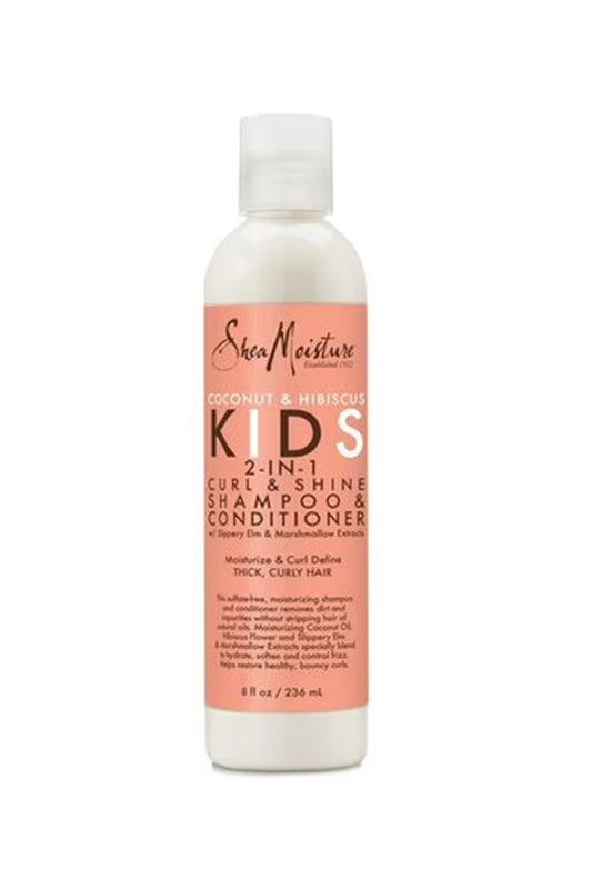 SHEA MOISTURE COCONUT & HIBISCUS KIDS 2-IN-1 CURL & SHINE SHAMPOO & CONDITIONER 236ml
