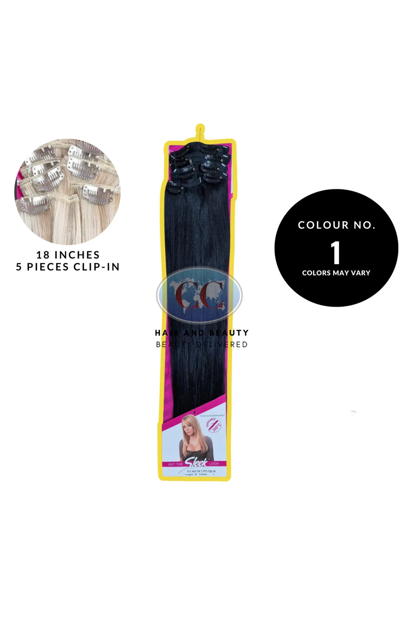 Sleek Fashion Idol 101 Hot EW 5 PCS Clip In Hair Extensions 18"