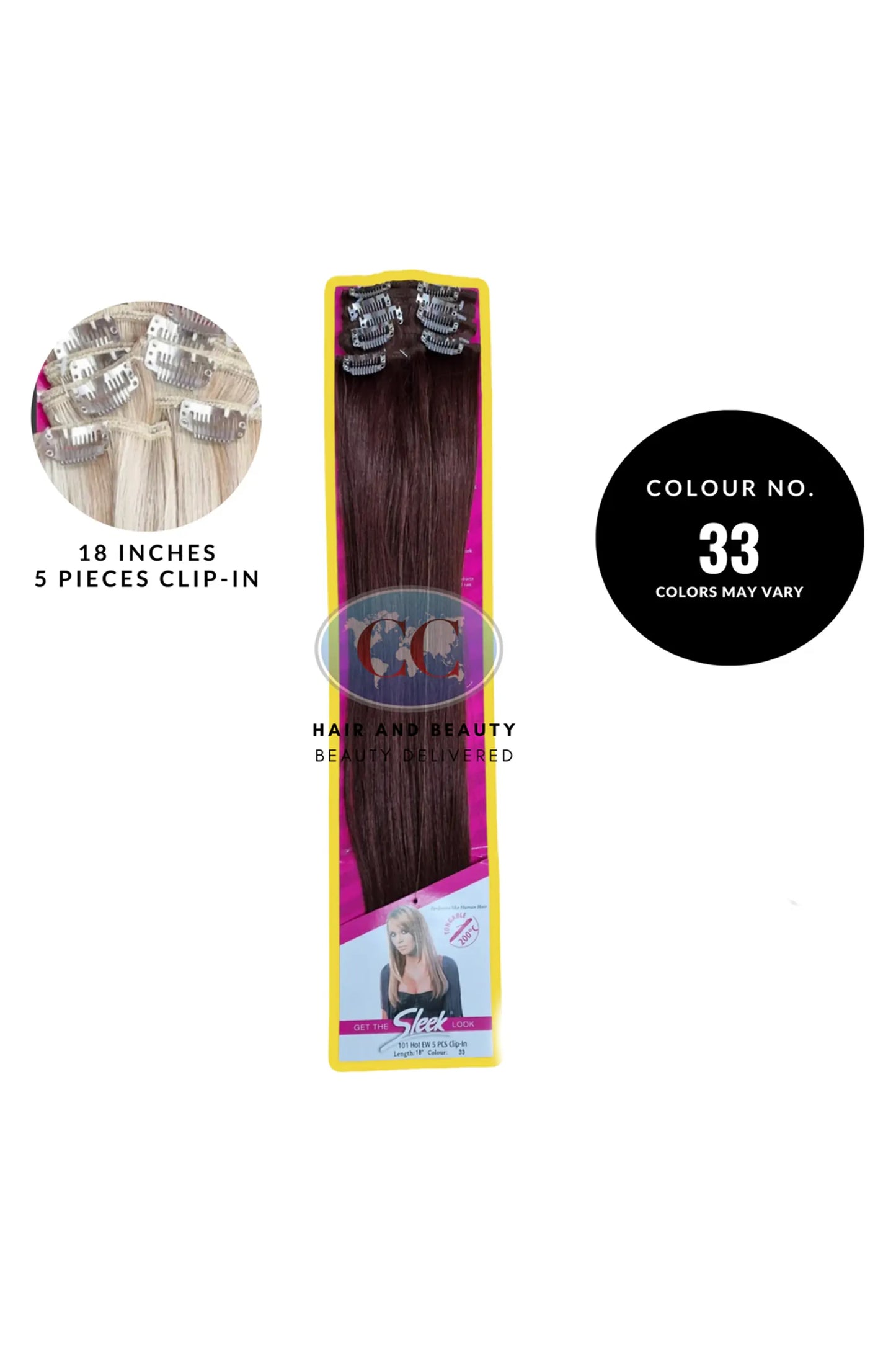 Sleek Fashion Idol 101 Hot EW 5 PCS Clip In Hair Extensions 18"