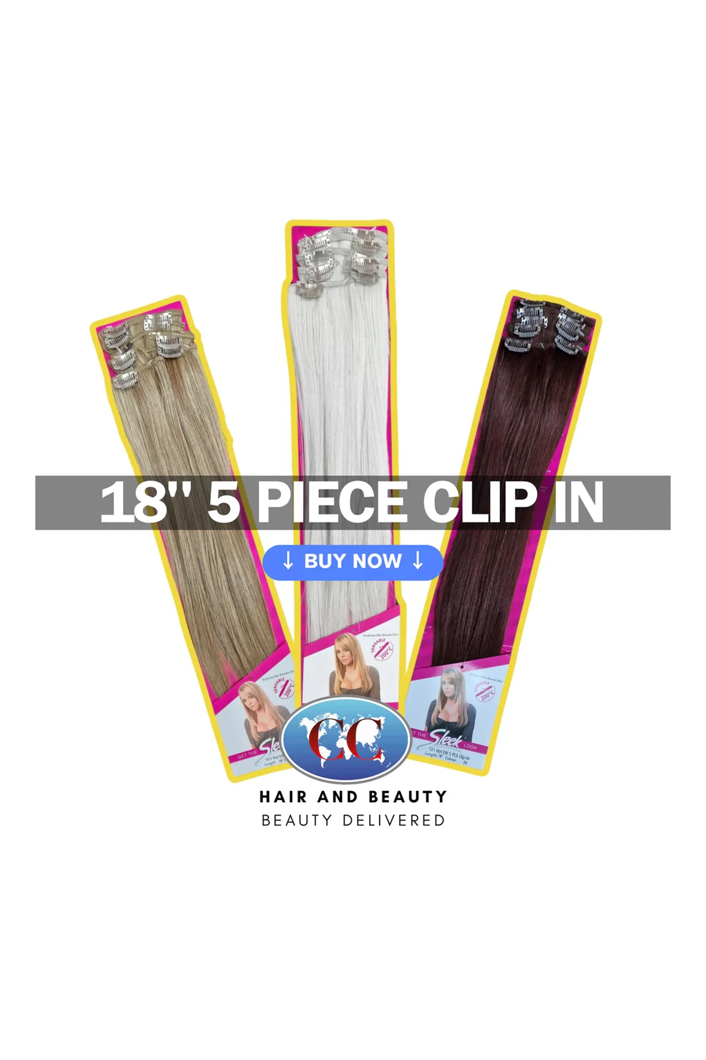 Sleek Fashion Idol 101 Hot EW 5 PCS Clip In Hair Extensions 18"