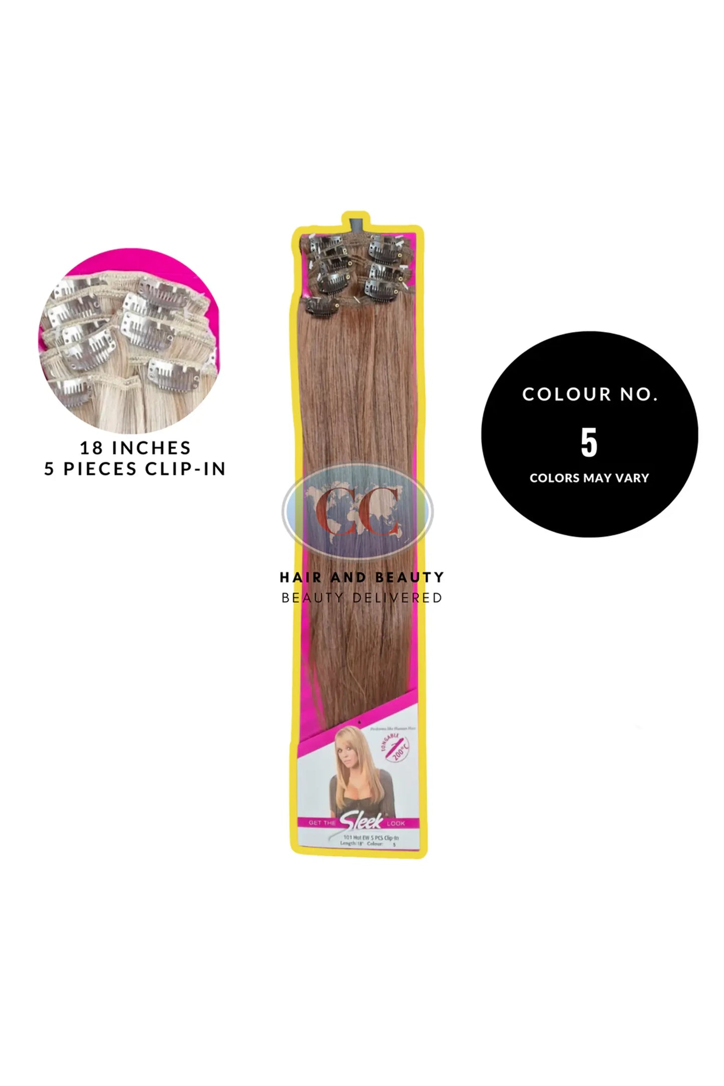 Sleek Fashion Idol 101 Hot EW 5 PCS Clip In Hair Extensions 18"