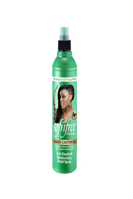 Sof N'free Black Castor Oil Anti-Dandruff Curl Braid Spray 350ml