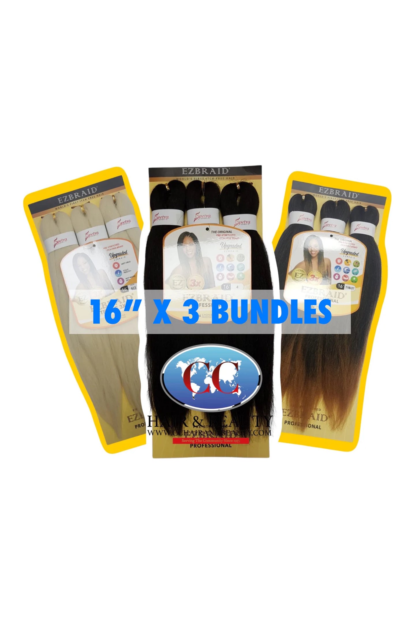 Spetra Ez Braid Pre-Stretched Braiding Hair - 16" x 3 Bundles