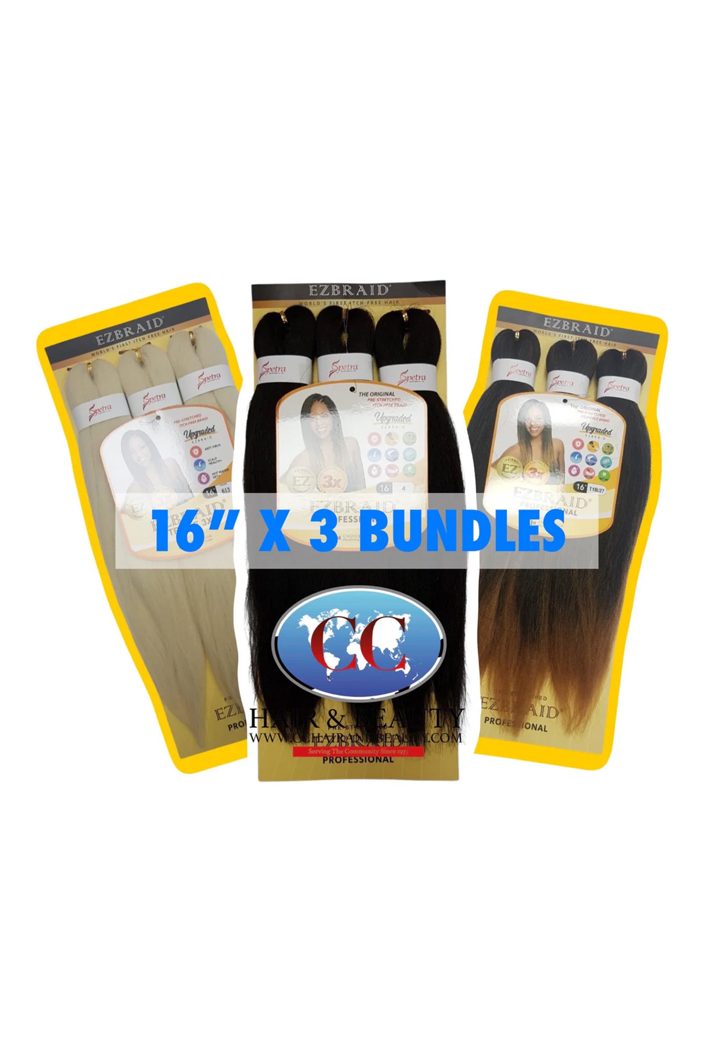 Spetra Ez Braid Pre-Stretched Braiding Hair - 16" x 3 Bundles